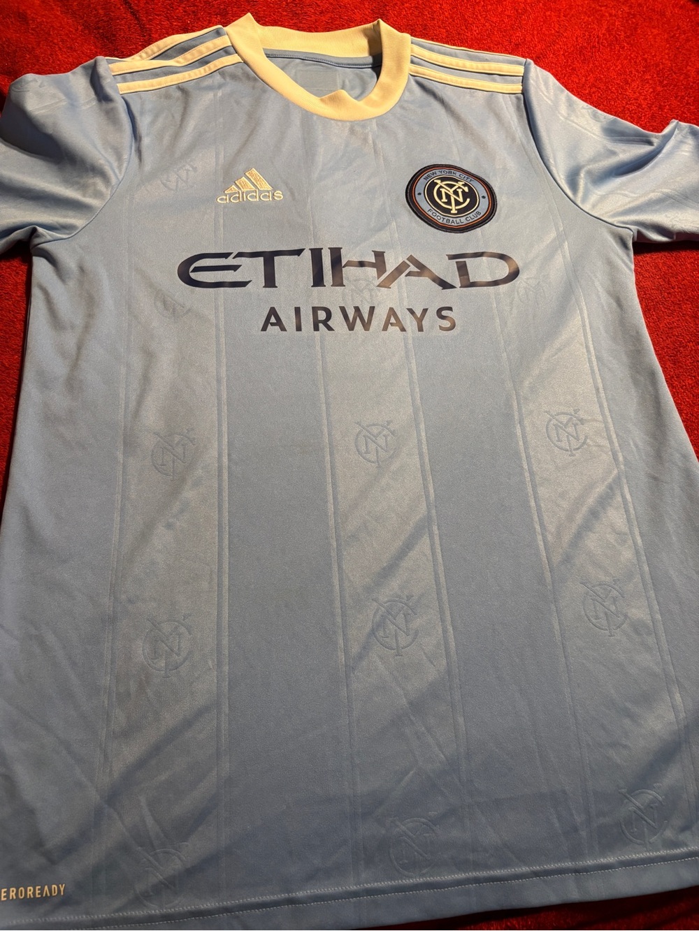 adidas New York City FC MLS Etihad Airways Soccer Jersey . Size Youth XL